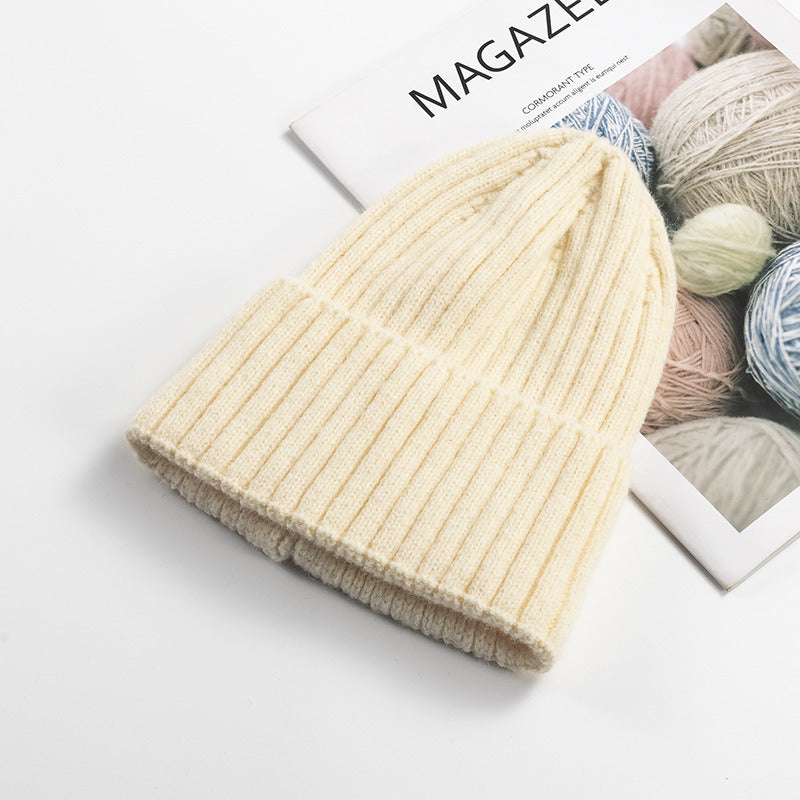 Autumn Winter Knitted Hat For Women'S Fashion Cotton Cashmere Warm Wool Hat Solid Color Ruffled Pullover Hat Doba